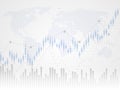Abstract financial chart with uptrend line graph. Candle stick graph of investment trading on world map as background. Royalty Free Stock Photo