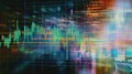 Abstract financial stock market graph with colorful bokeh lights and grid Royalty Free Stock Photo