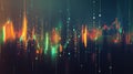 Abstract Financial Data Visualization with Glowing Candlesticks and Digital Points Royalty Free Stock Photo