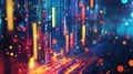 Abstract financial data visualization with bokeh effect Royalty Free Stock Photo