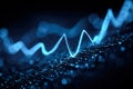 Abstract financial data visualization with glowing blue lines and dots representing market trends Royalty Free Stock Photo