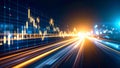 Abstract financial data visualization with speed lines and digital graph Royalty Free Stock Photo