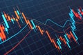 Abstract Financial Stock Market Chart Data Visualization, Candlestick Graph, Business Analytics