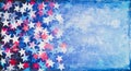 Blue vintage grunge background, colors of the American flag, stars red, blue and white, retro, place for text Royalty Free Stock Photo