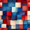 Abstract Fine Art: Red, White, And Blue Square Pattern With Surreal Touch
