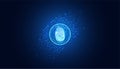 Fingerprint on digital, blue, background, concept, safe data protection