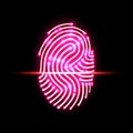 Abstract Fingerprint scan. Letter S. identification and security