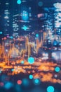Abstract fintech logo surrounded by animated light trails and digital data grids.