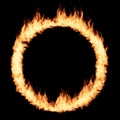 Abstract fire burning circle frame on black background. Elements for graphic desigAbstract fire burning circle frame on black Royalty Free Stock Photo