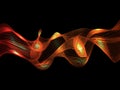 Abstract fire design. Light neon effect. Red-yellow smooth lines and waves on a black background