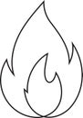 Abstract fire doodle, one line. Continuos line minimalism style flames vector drawing.