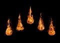 Abstract Fire flames collection on black background Royalty Free Stock Photo