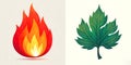 Abstract Fire and Leaf Design on White Background Royalty Free Stock Photo