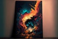 Abstract fire painting, creative digital illustration, hand drawn & artistic