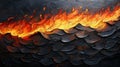 Abstract Fire Painting with Dark Background Royalty Free Stock Photo