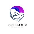 Abstract fish logo with circle icon template Royalty Free Stock Photo