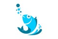 Abstract fish logo icon blue concept