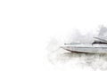 Abstract fishing boat in ocean on watercolor paining background Royalty Free Stock Photo