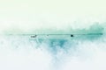 Abstract Fishing boat in sea on watercolor illustration painting