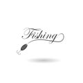 Abstract fishing icon. Fishing logo with shadow