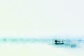 Abstract fishing long boat watercolor painting background.