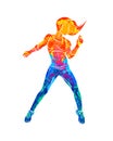 Abstract fitness instructor. Young woman zumba dancer dancing fitness exercises. Hip hop dancer Royalty Free Stock Photo