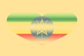 Abstract flag of Ethiopia in grunge heart shaped. Pastel background. Grain