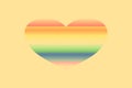 Abstract flag of Gay Pride in grunge heart shaped. Pastel background. Grain