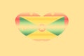 Abstract flag of Grenada in grunge heart shaped. Pastel background. Grain