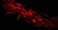 Abstract Flake Shapes Floating and Pulsating in Red on Black Background 4k Video Animation.