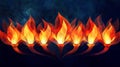 Abstract Flame Design with Seven Flames on Dark Background Royalty Free Stock Photo