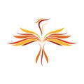 Abstract Flame Flying Phoenix Line Art Symbol