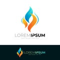 Abstract flame logo with business icons, fire design template