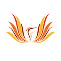 Abstract Flame Phoenix Wings Line Art Symbol