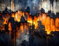 Abstract Flames and Charred Texture Wall with Intense Heat and Fire Damage Royalty Free Stock Photo