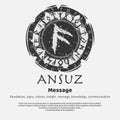 Viking Ansuz rune dark circle shield