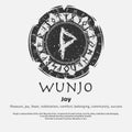 Viking Wunjo rune dark circle shield