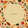 Abstract flat design fall leaves wreathe frame vector for decoration on Autumn season.