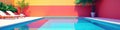 Abstract flat design, swimming pool, triadic color palette, front view, view, pattern Royalty Free Stock Photo