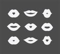 Abstract women lips icon set