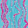 Abstract flat seamless background with curl sea grass and colorful bubbles Royalty Free Stock Photo