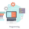 Abstract flat vector illustration of software coding