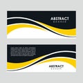 Abstract Yellow Black Wavy Banner Design