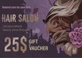 Abstract flayer for a beauty salon with curly hair and flowers.