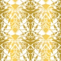 Stylised ornamental golden honey bee pattern. Abstract geometric seamless insect background.