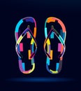 Abstract flip flops, slippers, beach slates, sandals from multicolored paints Royalty Free Stock Photo