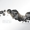 Abstract floating black polyhedron shapes 3d objects