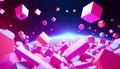 Abstract floating cubes, modern design, Stock Photo, Generative AI