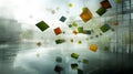 Abstract Floating Cubes Modern Interior Good Resolution Stock Photo Royalty Free Stock Photo