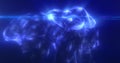 Abstract floating liquid from energetic blue particles glowing magical Royalty Free Stock Photo